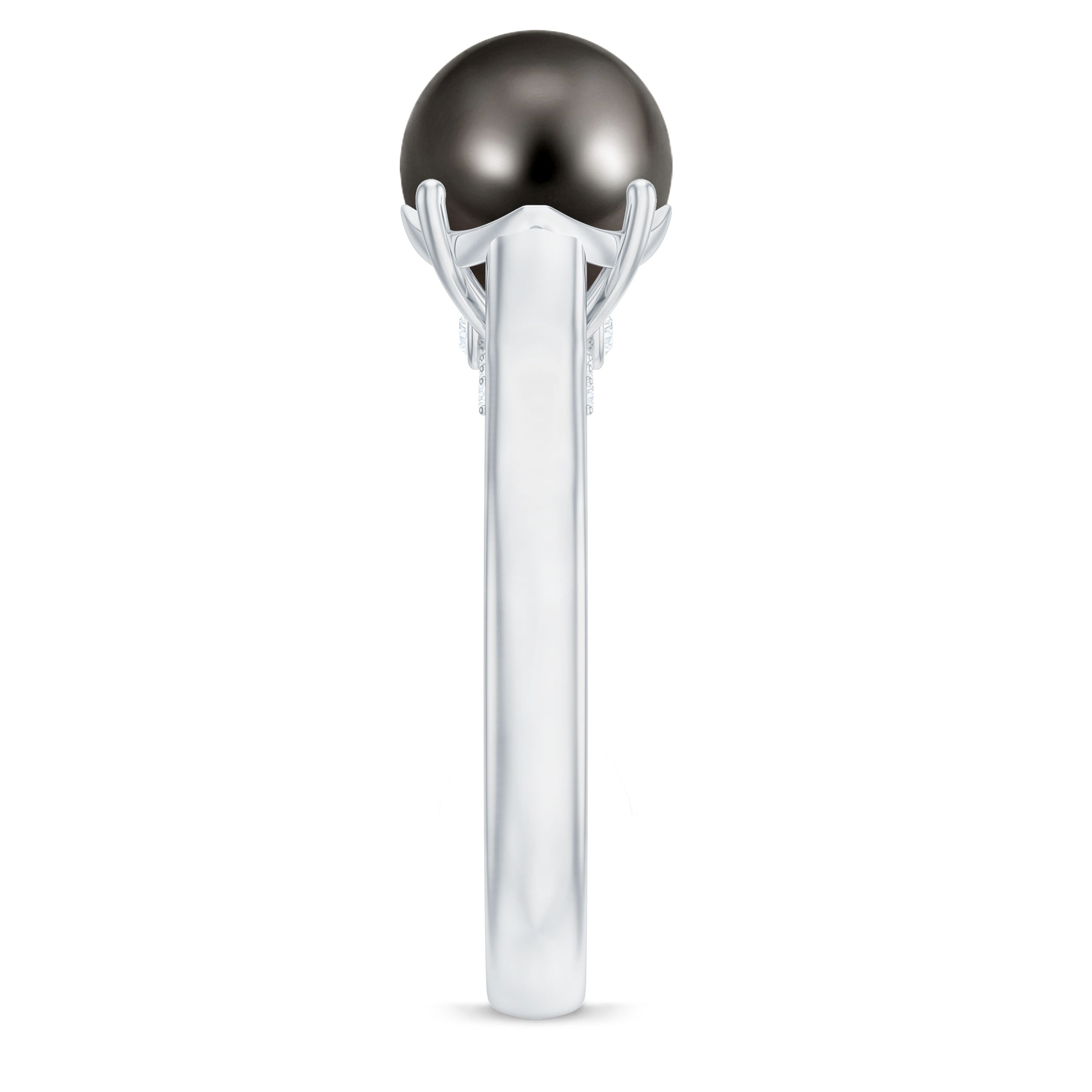 7.5 CT Classic Tahitian Pearl Solitaire Ring with Surprise Diamond