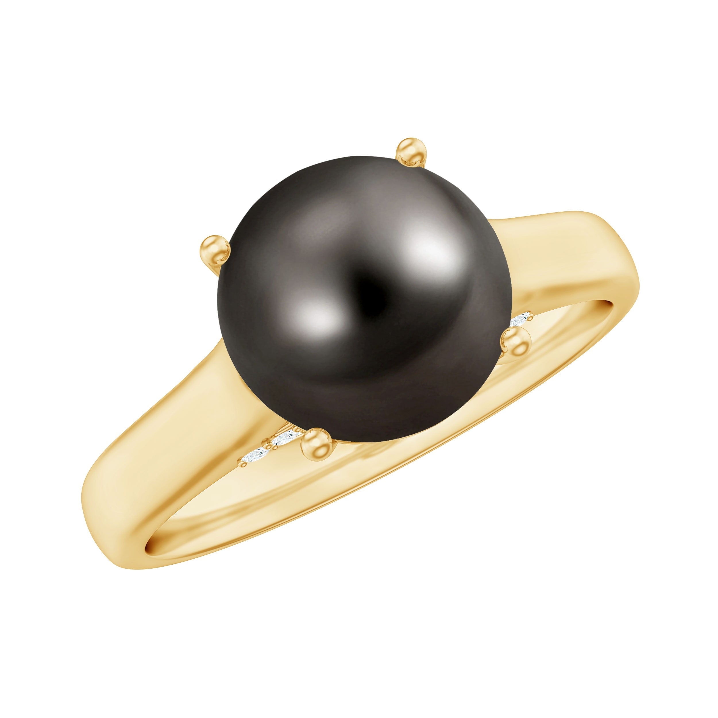 7.5 CT Classic Tahitian Pearl Solitaire Ring with Surprise Diamond | Rings | Wiccan Center