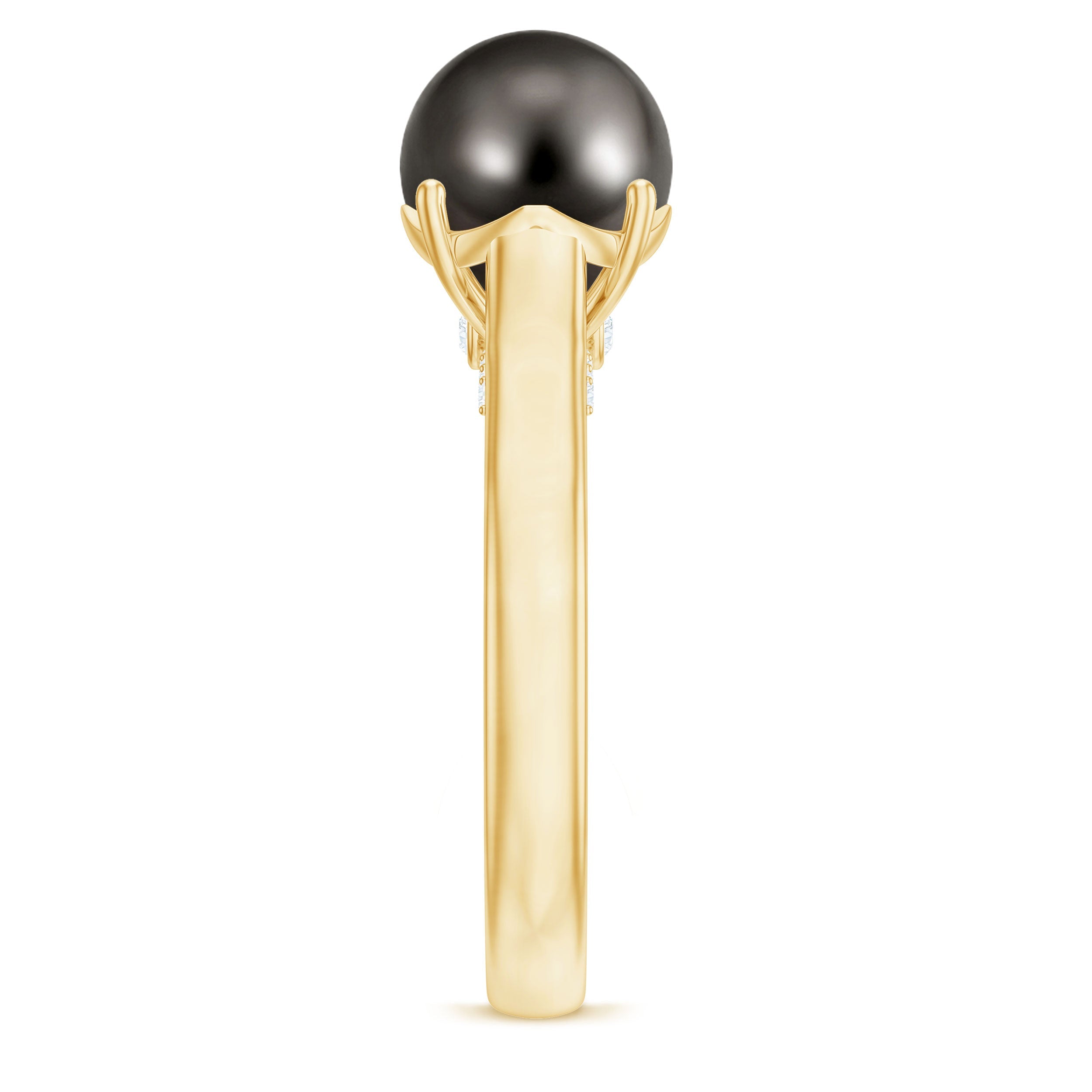 7.5 CT Classic Tahitian Pearl Solitaire Ring with Surprise Diamond