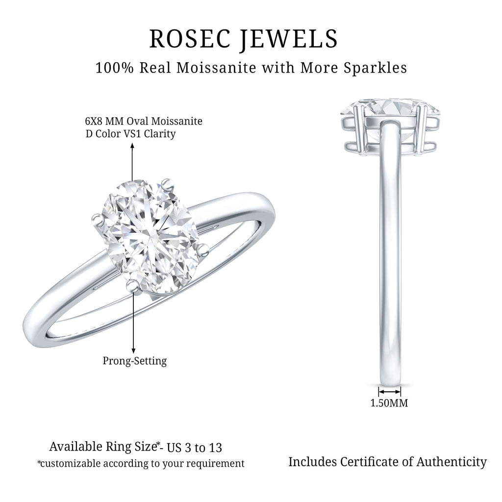 Certified 1.2 Carat Solitaire Moissanite Oval Engagement Ring