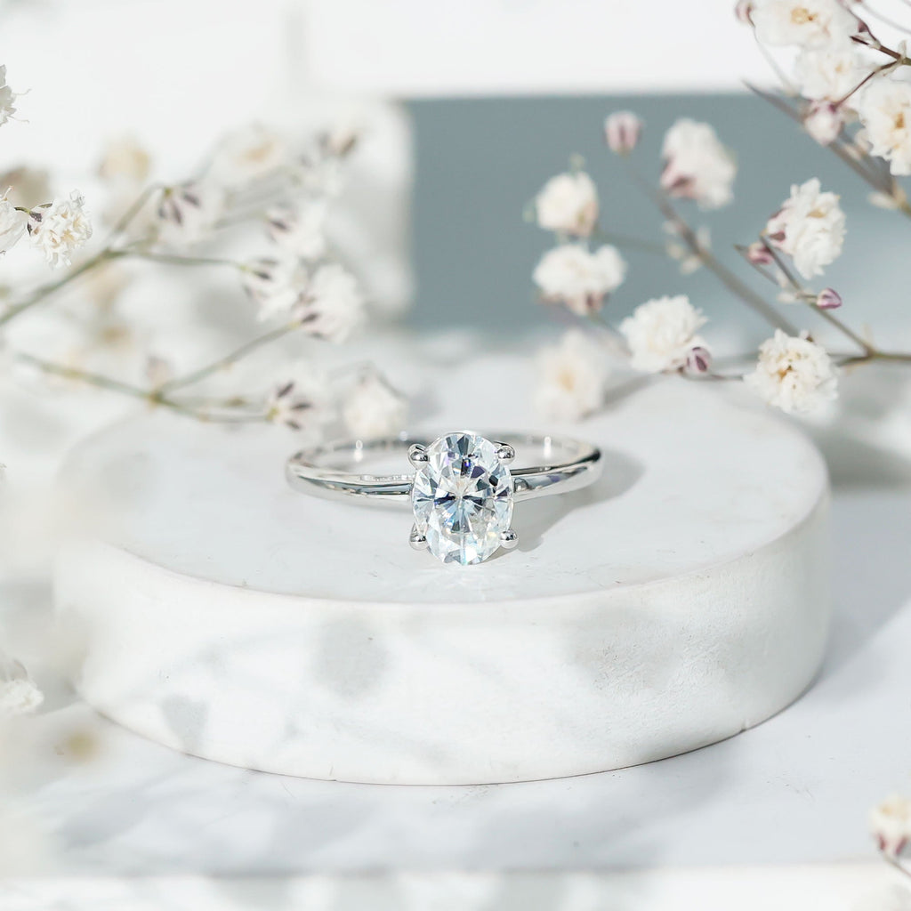 Certified 1.2 Carat Solitaire Moissanite Oval Engagement Ring