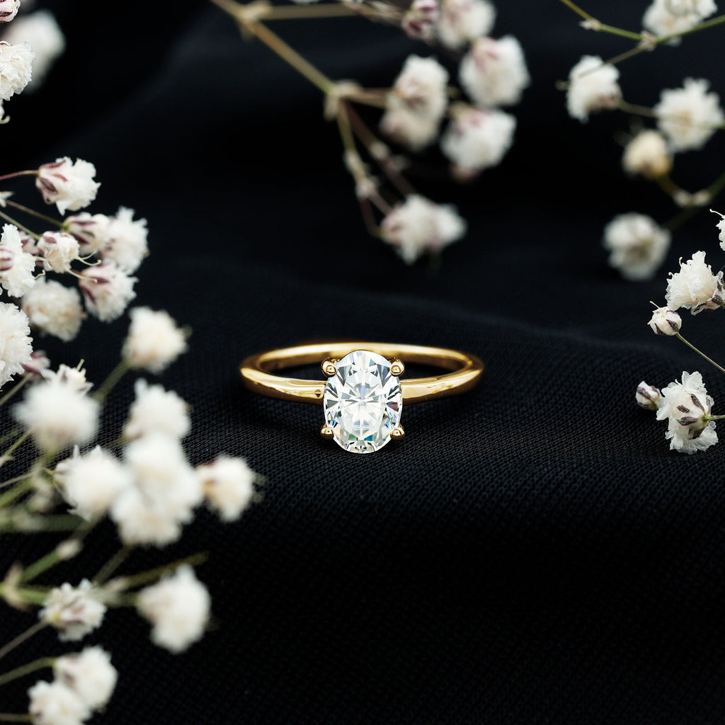 Certified 1.2 Carat Solitaire Moissanite Oval Engagement Ring