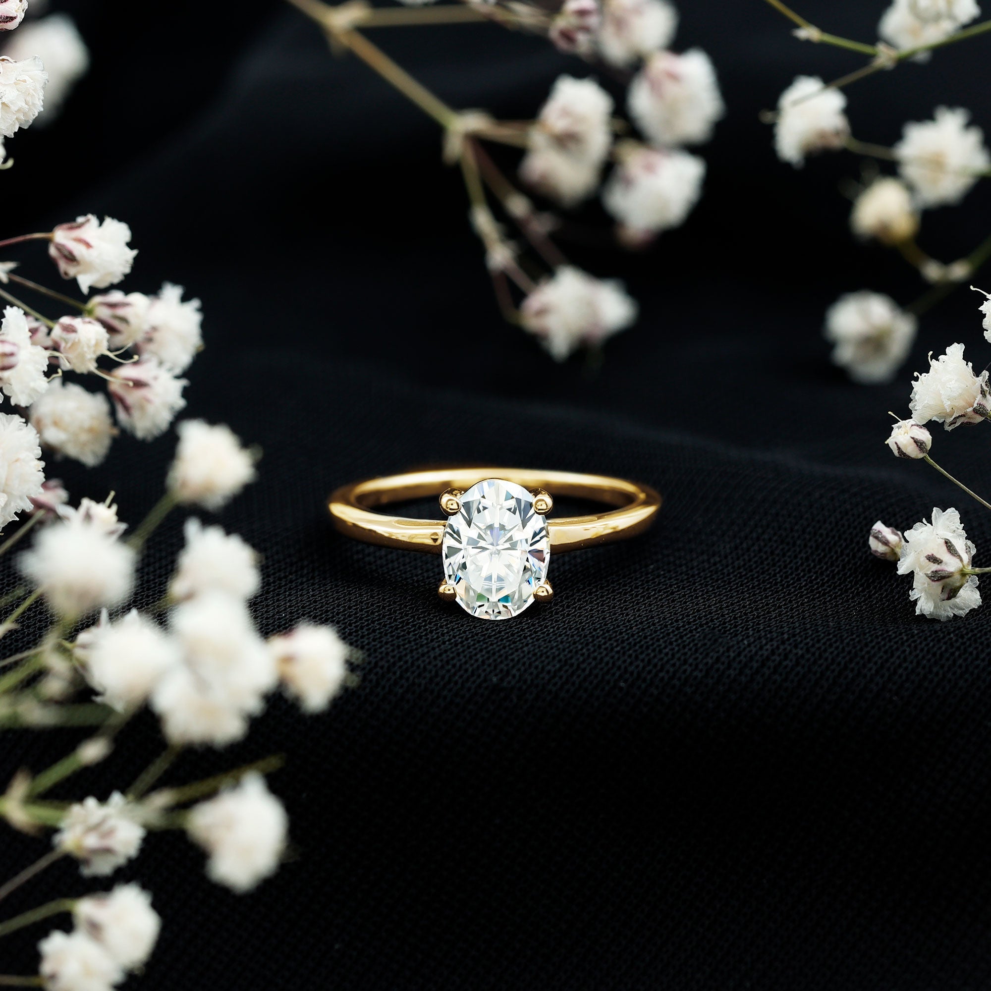 Certified 1.2 Carat Solitaire Moissanite Oval Engagement Ring