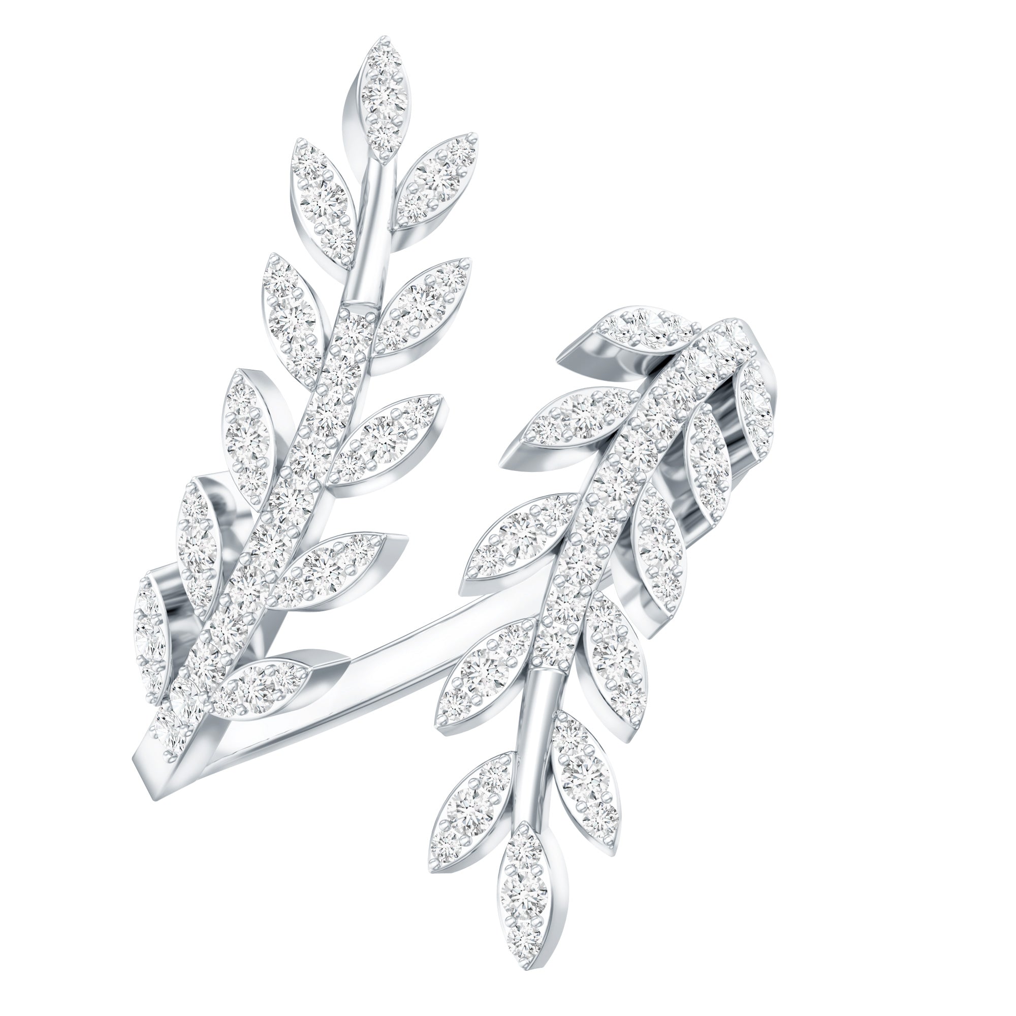 Certified Moissanite Leaf Wrap Ring for Women