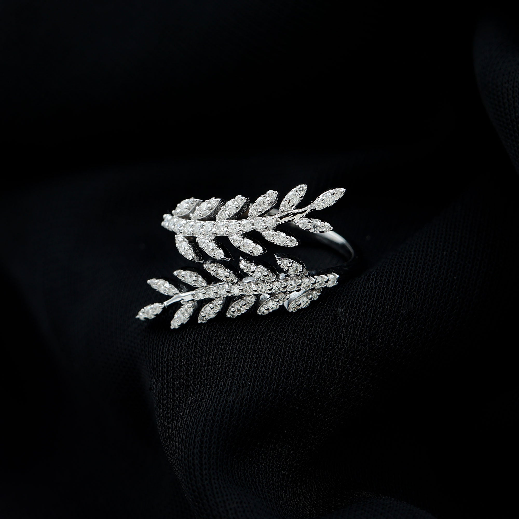 Certified Moissanite Leaf Wrap Ring for Women