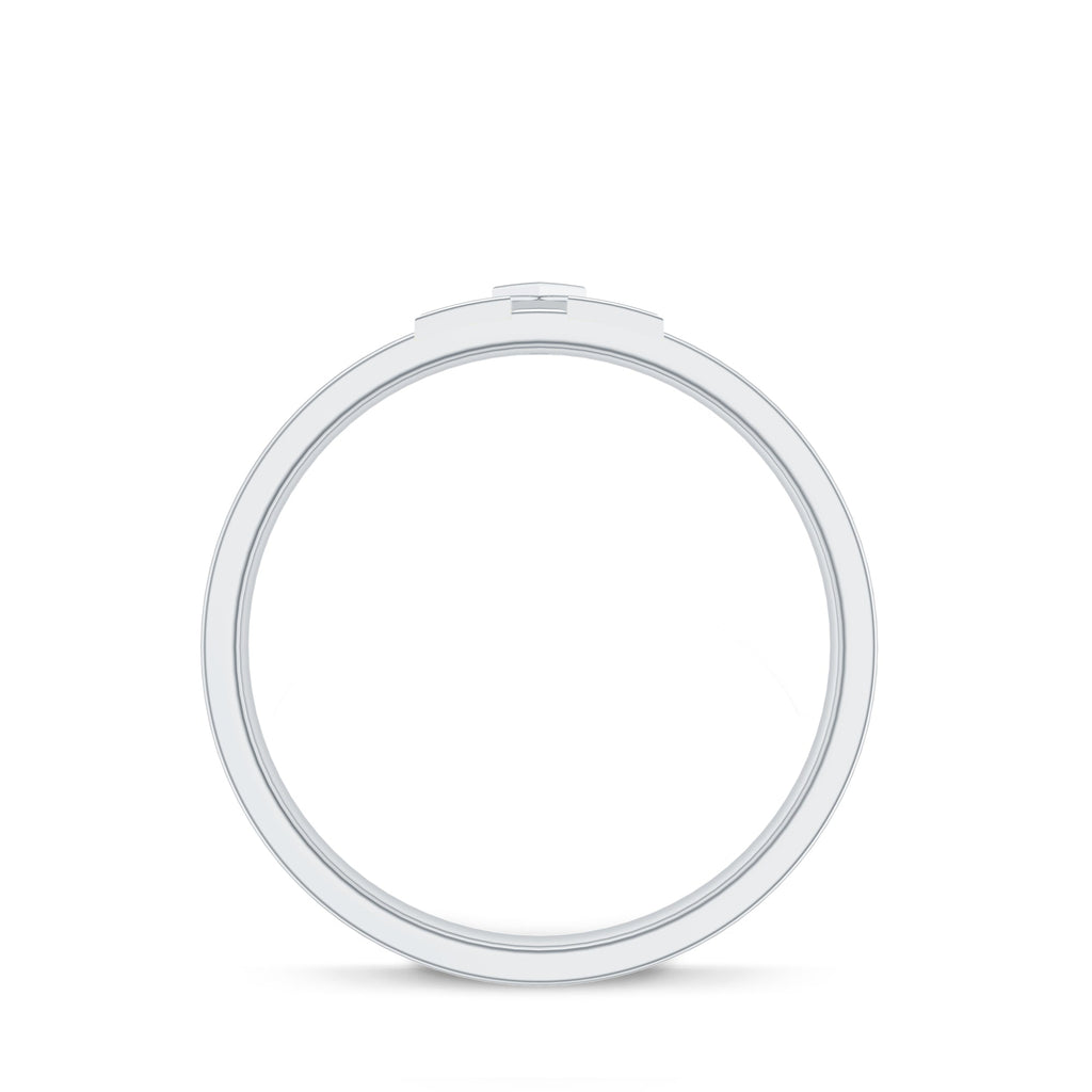 Two Tone Cross Wedding Band with Moissanite