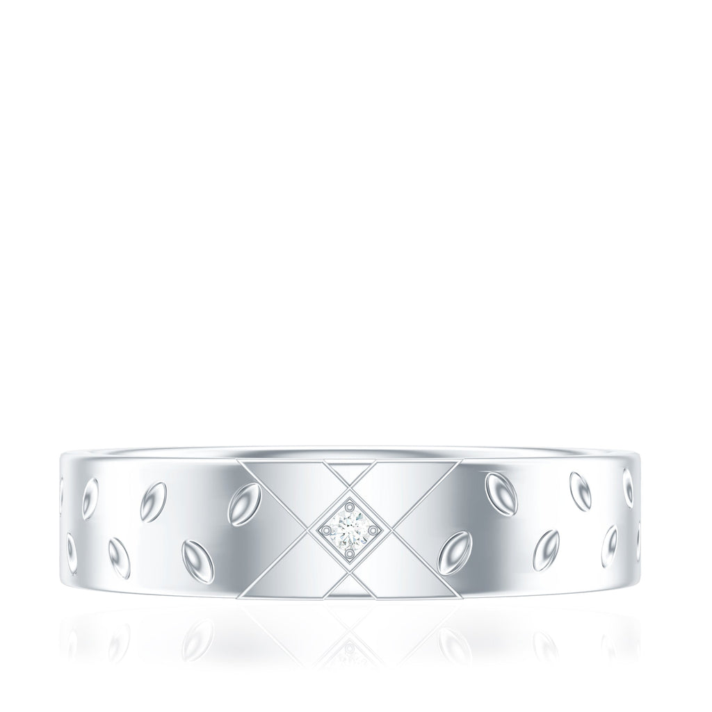 Two Tone Cross Wedding Band with Moissanite