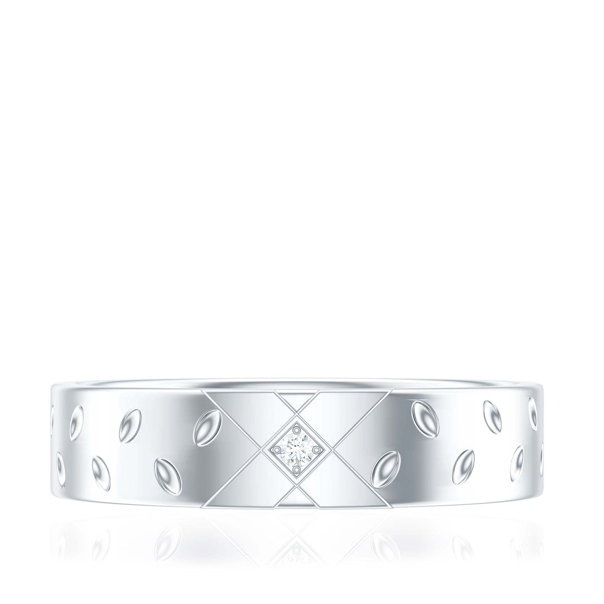 Two Tone Cross Wedding Band with Moissanite