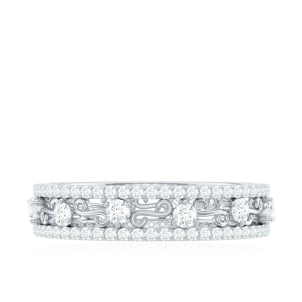 Certified Moissanite Wedding Band