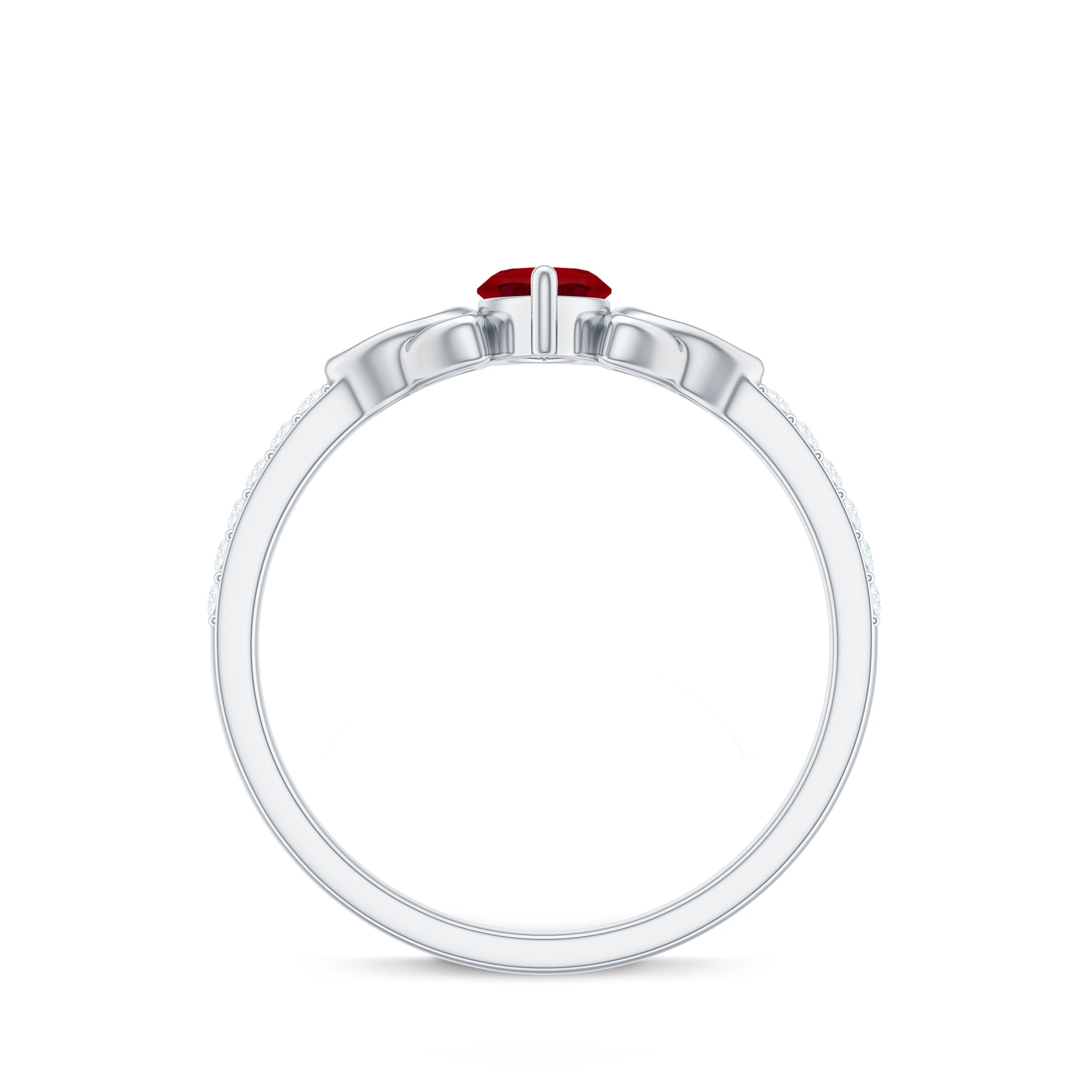 0.75 Carat Lab Grown Ruby Celtic Knot Ring with Diamond