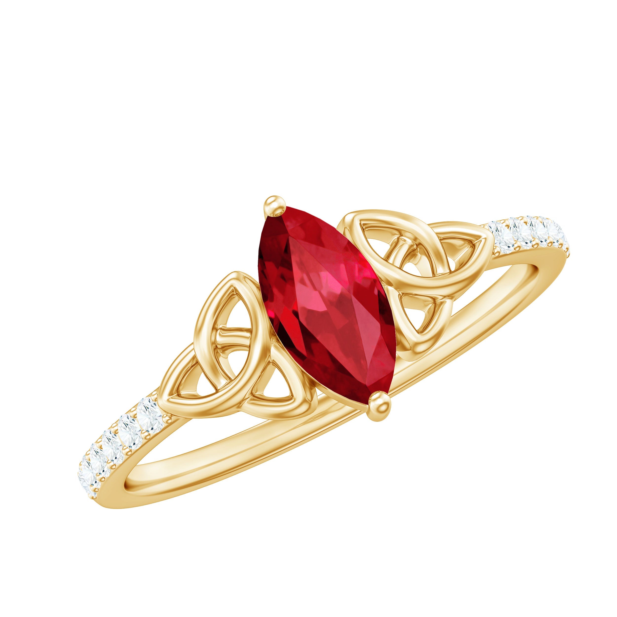 0.75 Carat Lab Grown Ruby Celtic Knot Ring with Diamond | Rings | Wiccan Center
