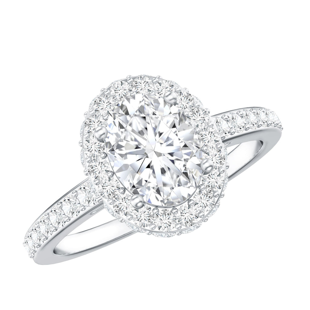 Brilliant Cut Moissanite Classic Engagement Ring with Halo