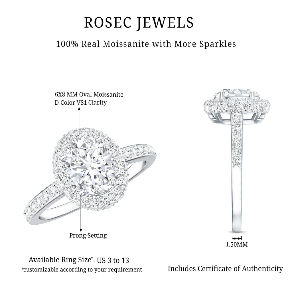 Brilliant Cut Moissanite Classic Engagement Ring with Halo