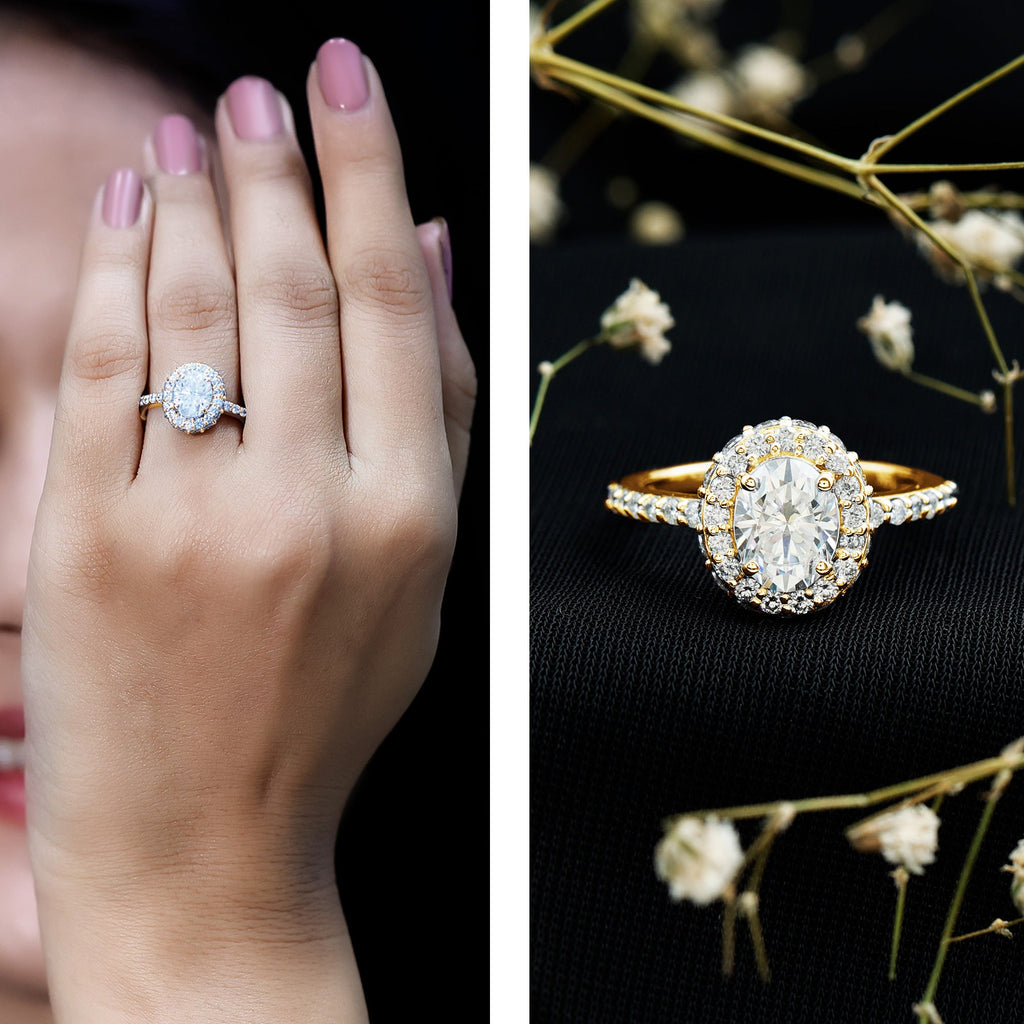 Brilliant Cut Moissanite Classic Engagement Ring with Halo