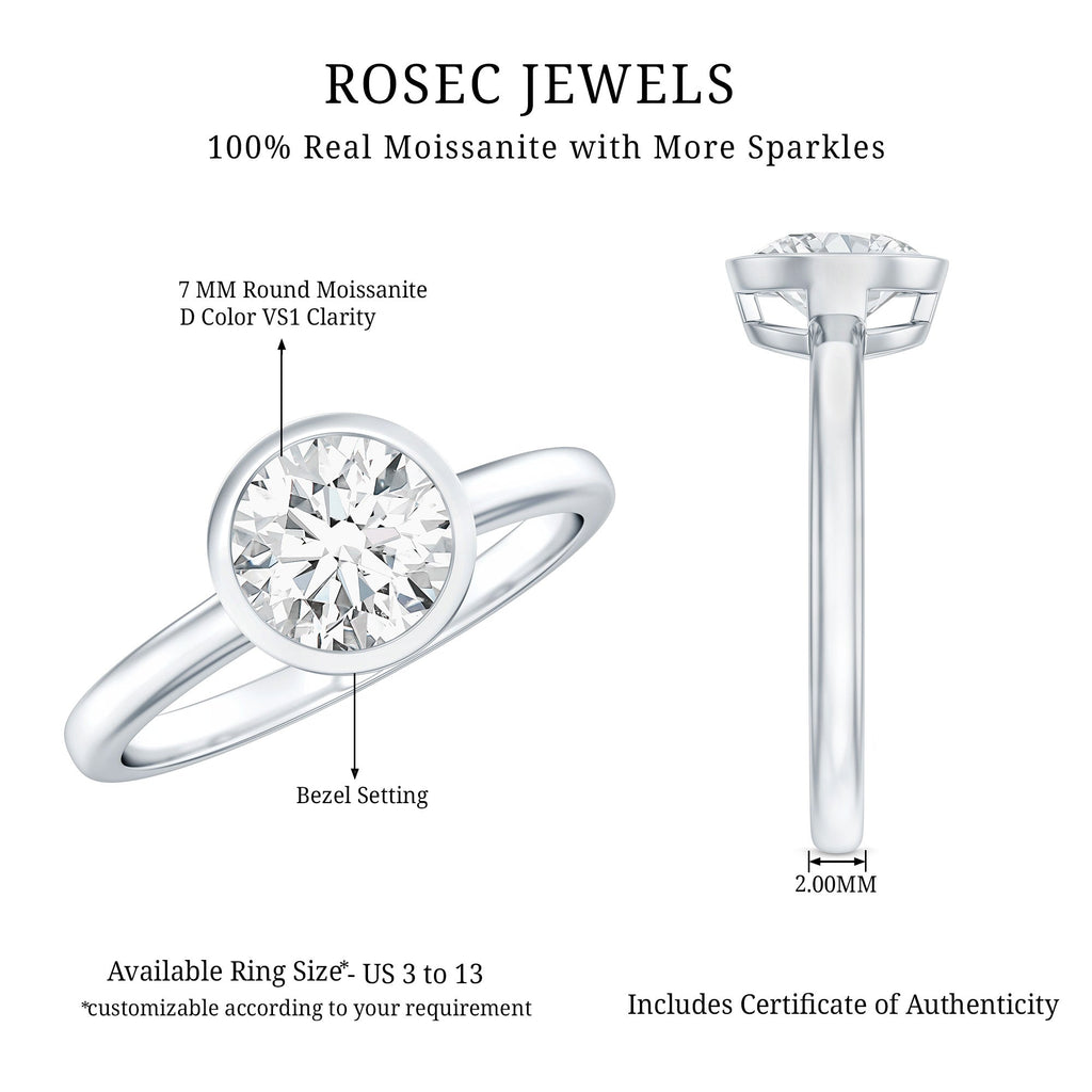 1.3 CT Moissanite Bezel Set Engagement Ring For Women