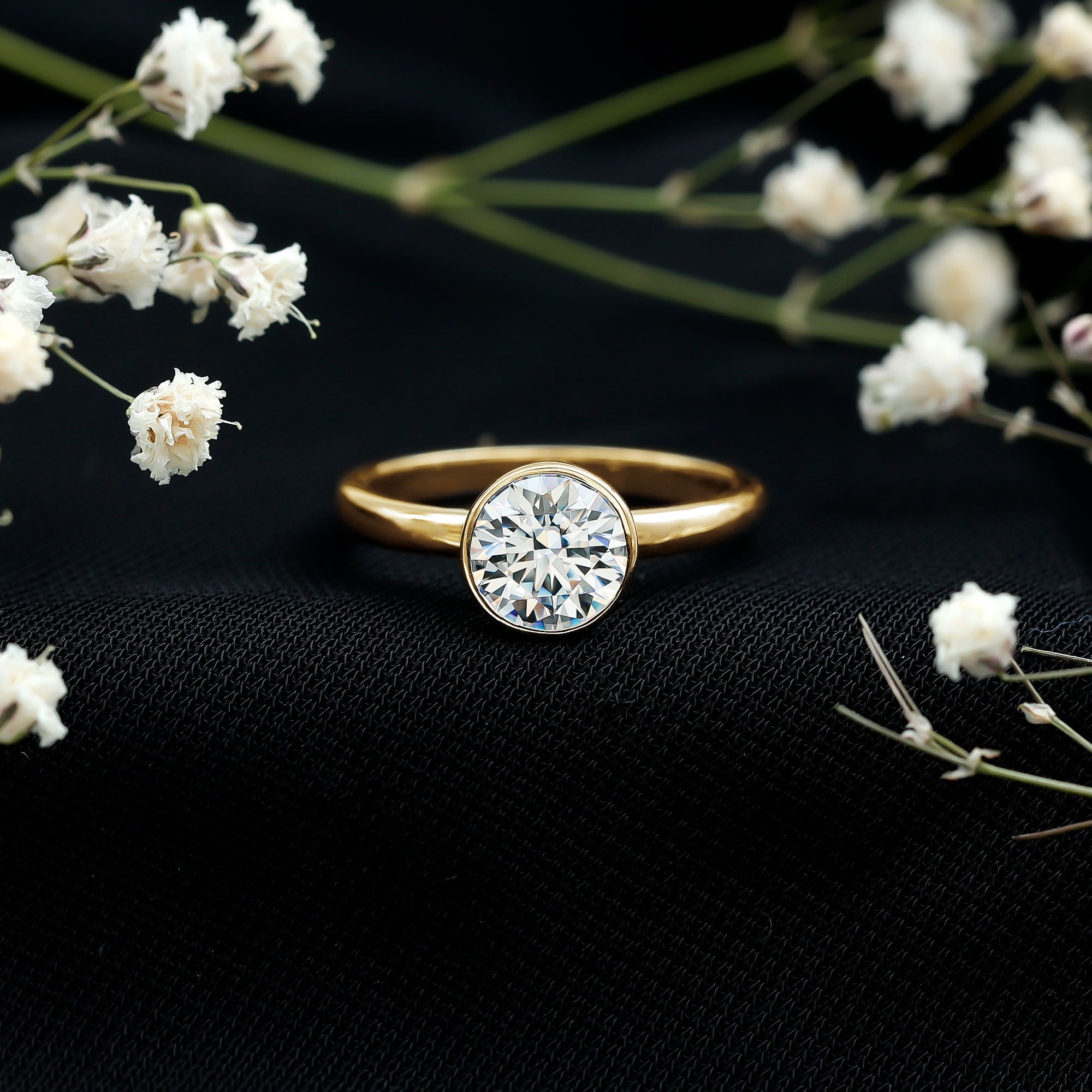 1.3 CT Moissanite Bezel Set Engagement Ring For Women