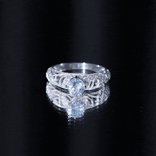 0.8 Carat Vintage Style Aquamarine and Diamond Engagement Ring | Rings | Wiccan Center
