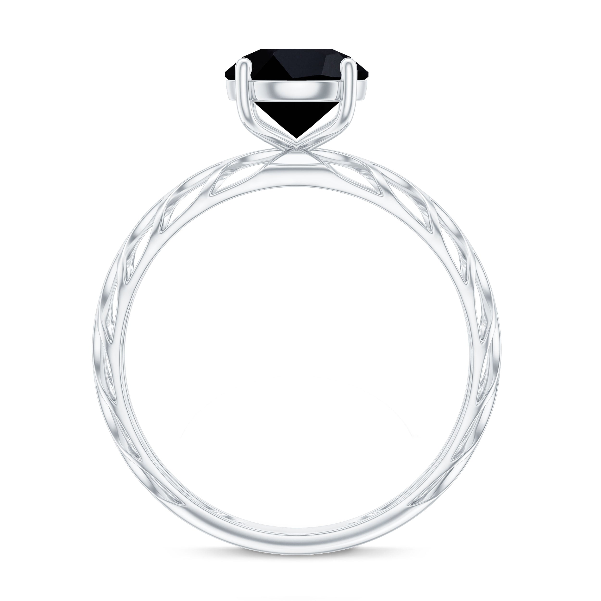 Natural 2.6 Carat Black Spinel Solitaire Engagement Ring for Women