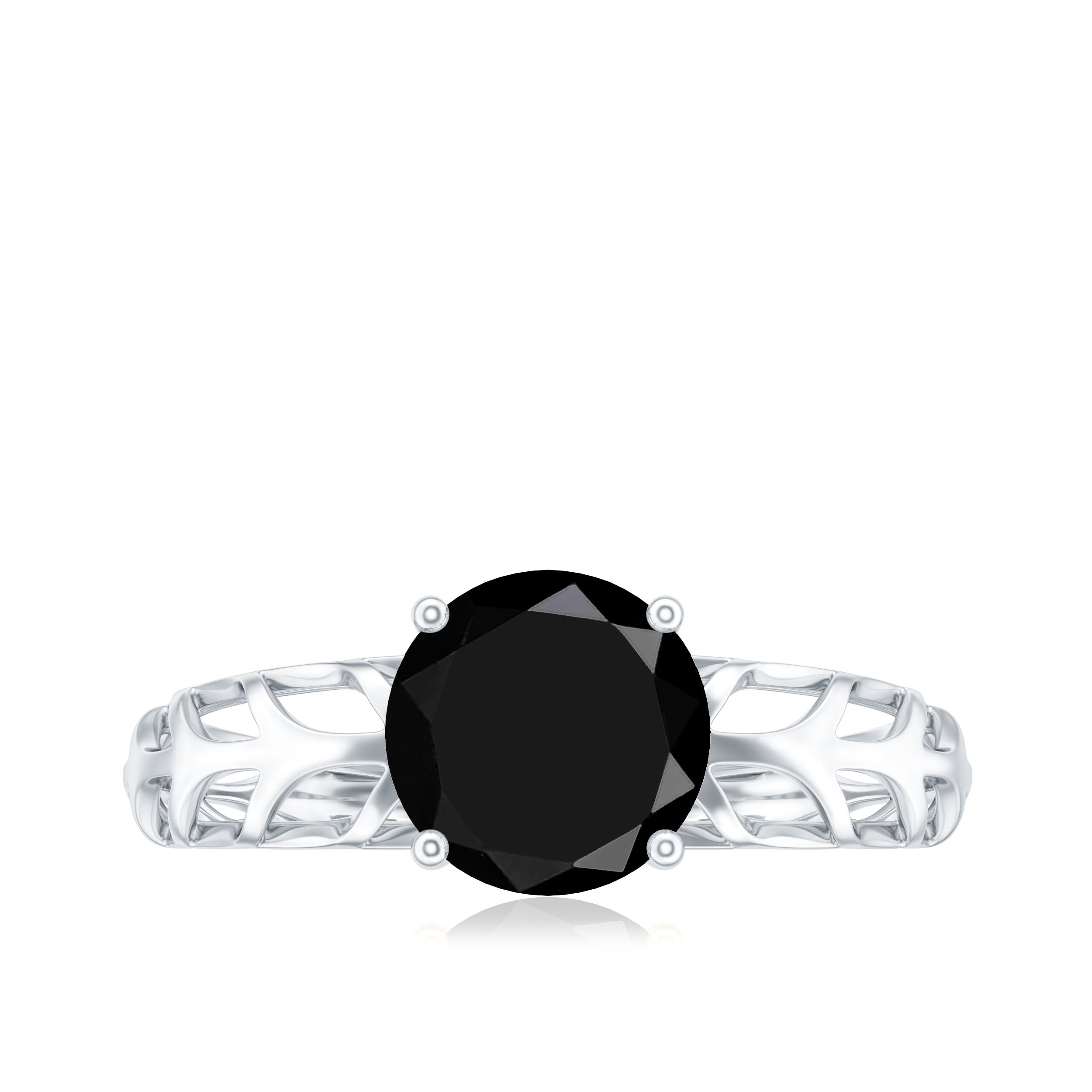 Natural 2.6 Carat Black Spinel Solitaire Engagement Ring for Women