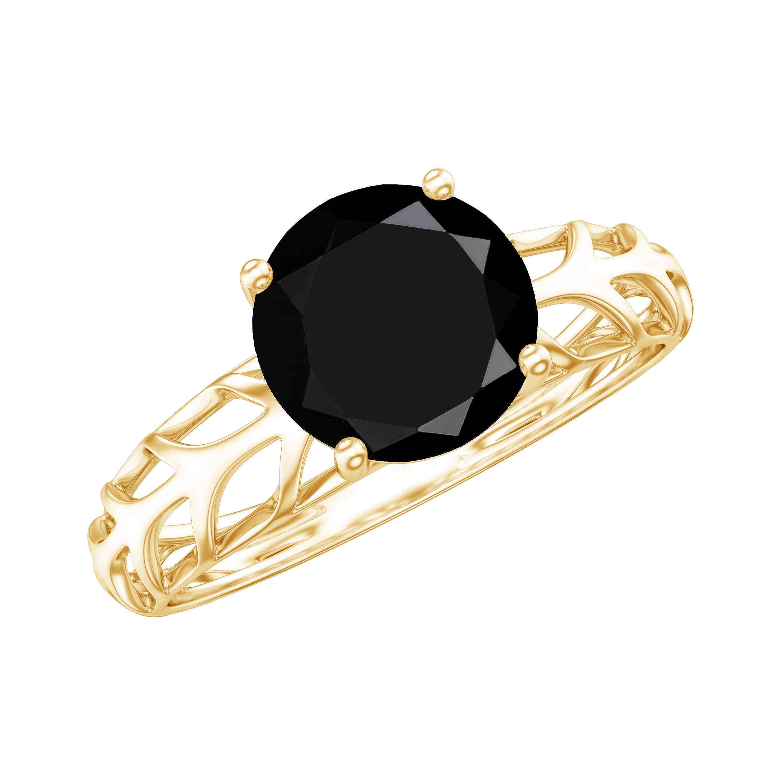 Natural 2.6 Carat Black Spinel Solitaire Engagement Ring for Women | Rings | Wiccan Center