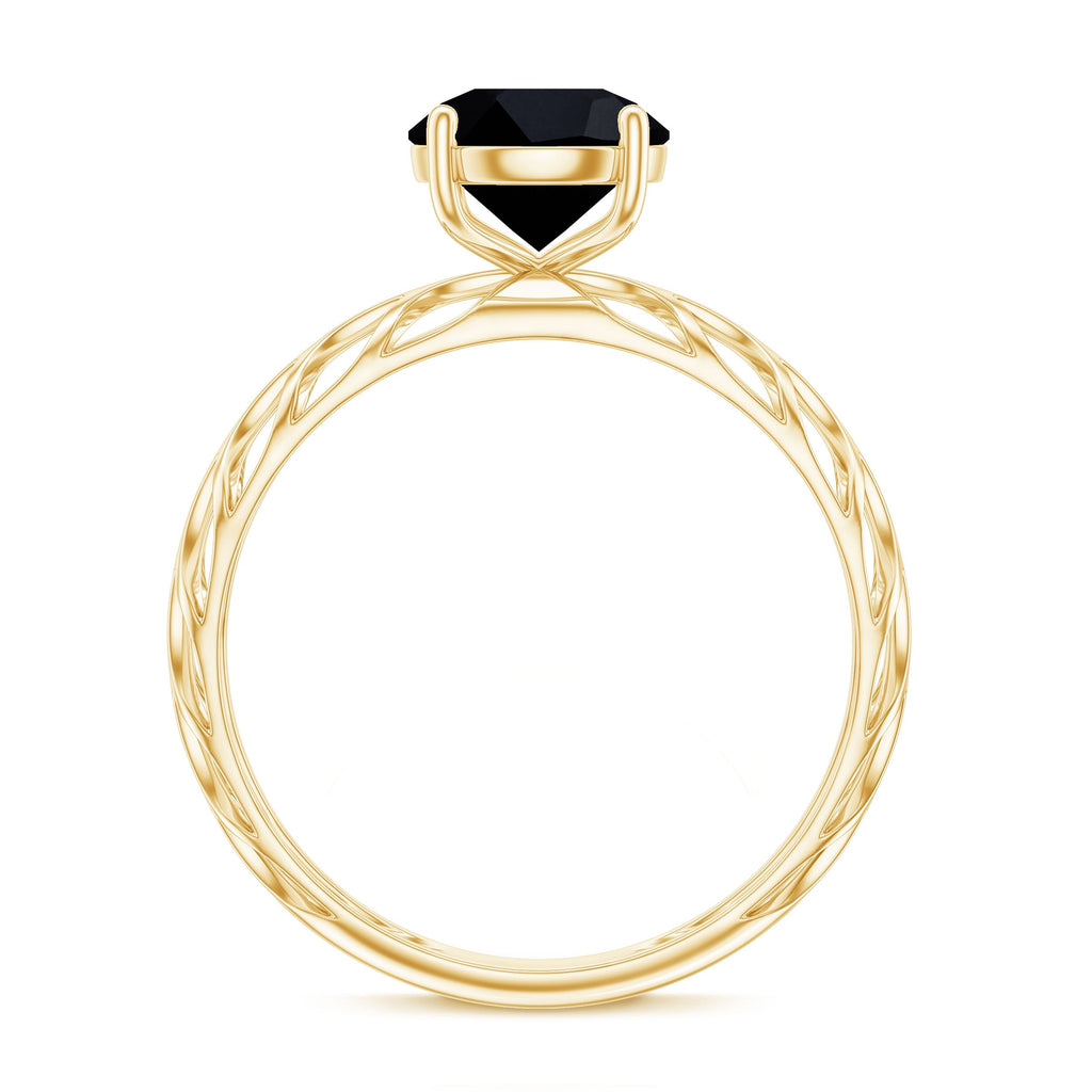 Natural 2.6 Carat Black Spinel Solitaire Engagement Ring for Women