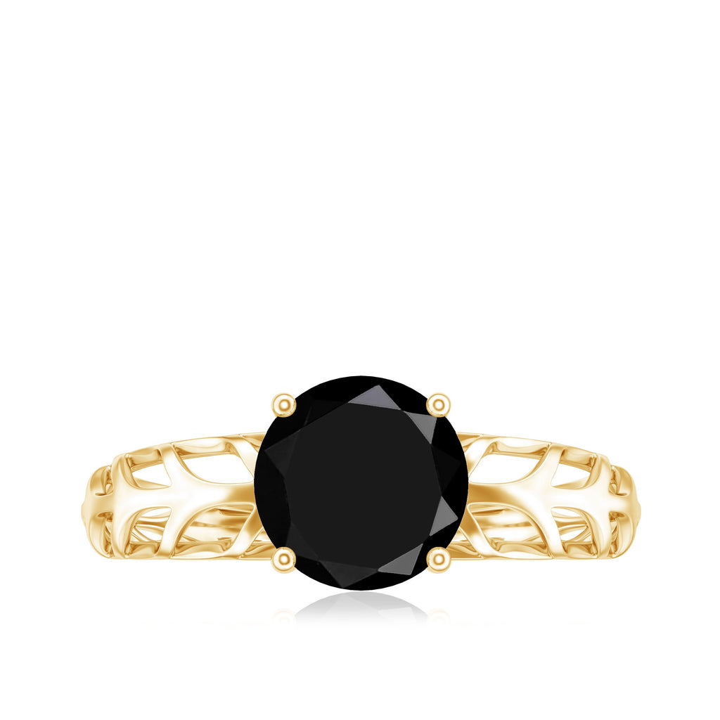 Natural 2.6 Carat Black Spinel Solitaire Engagement Ring for Women