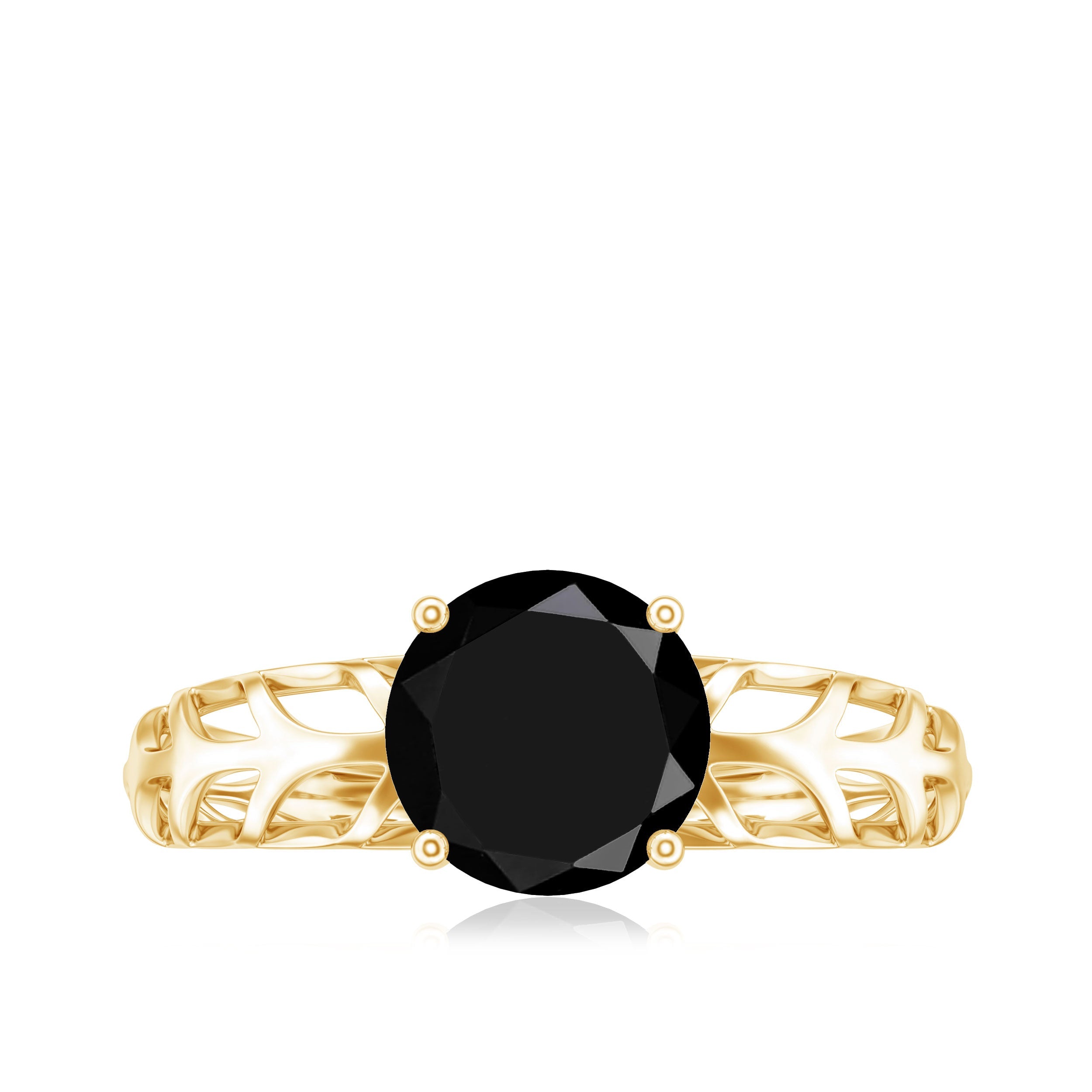 Natural 2.6 Carat Black Spinel Solitaire Engagement Ring for Women