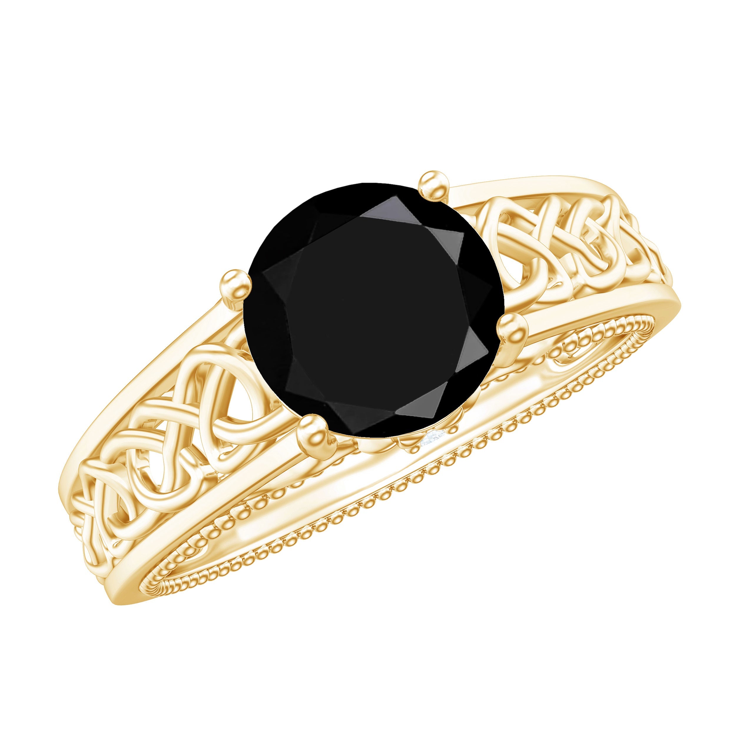 Vintage Style Black Spinel Diamond Engagement Ring with Celtic Knot | Rings | Wiccan Center