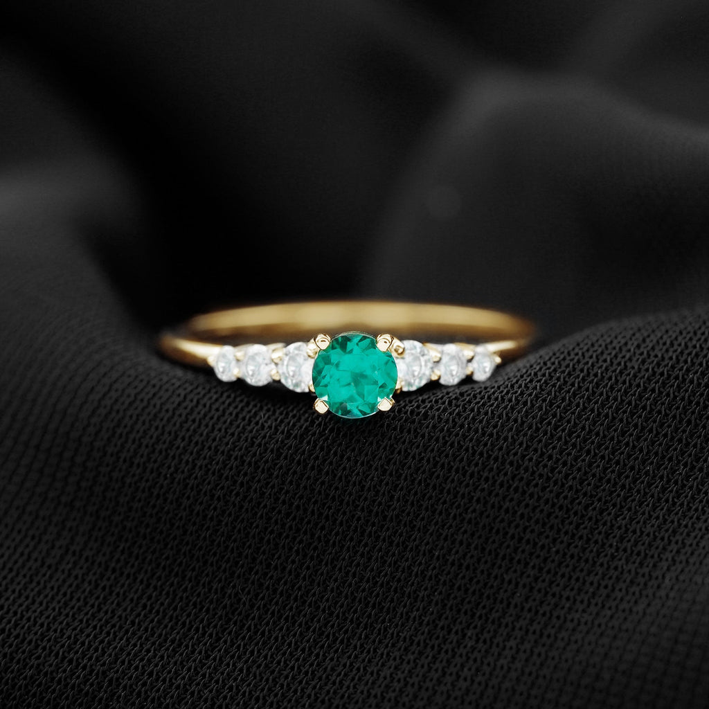 Round Lab Grown Emerald Diamond Promise Ring with Certificate
