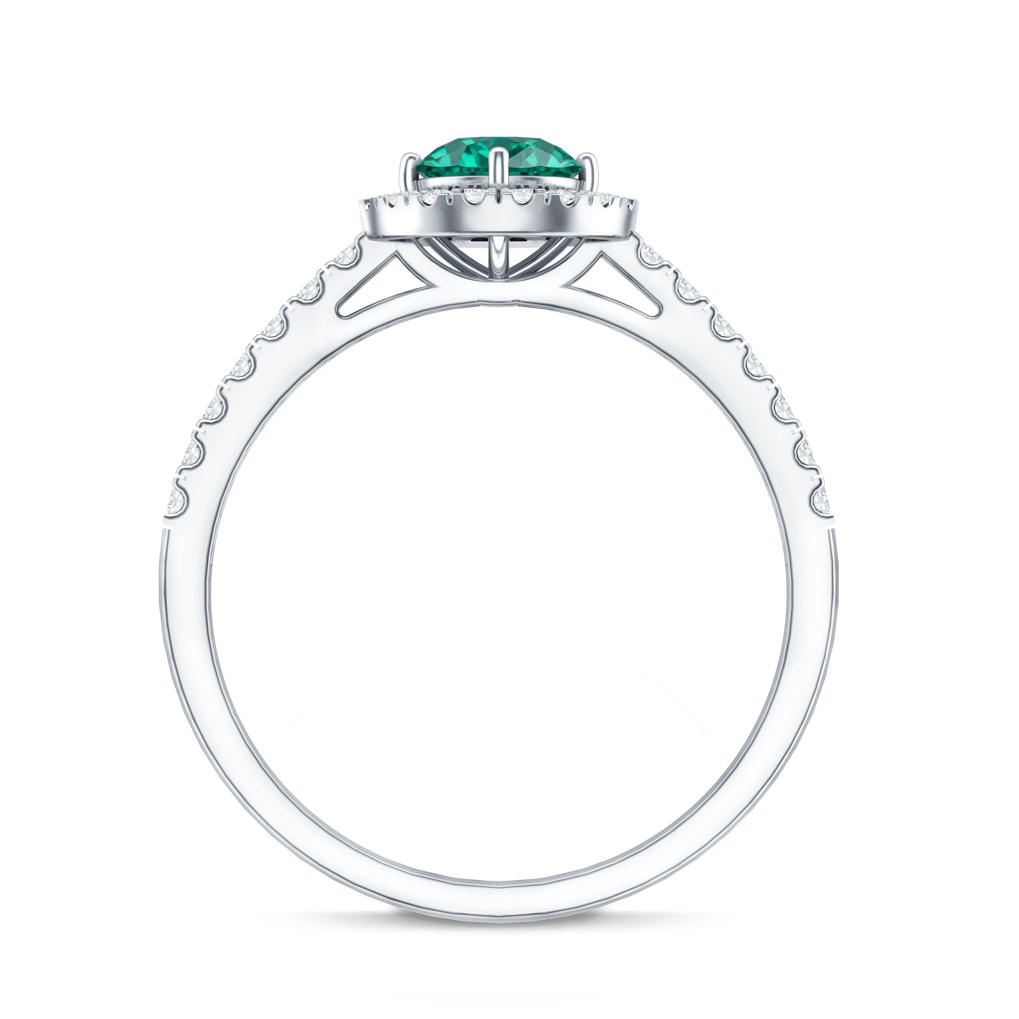 Certified Lab Grown Emerald Diamond Halo Engagement Ring