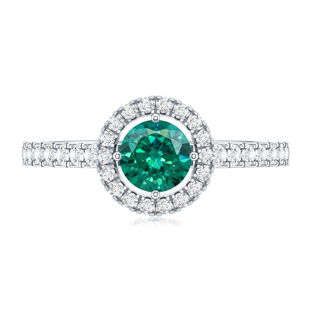 Certified Lab Grown Emerald Diamond Halo Engagement Ring