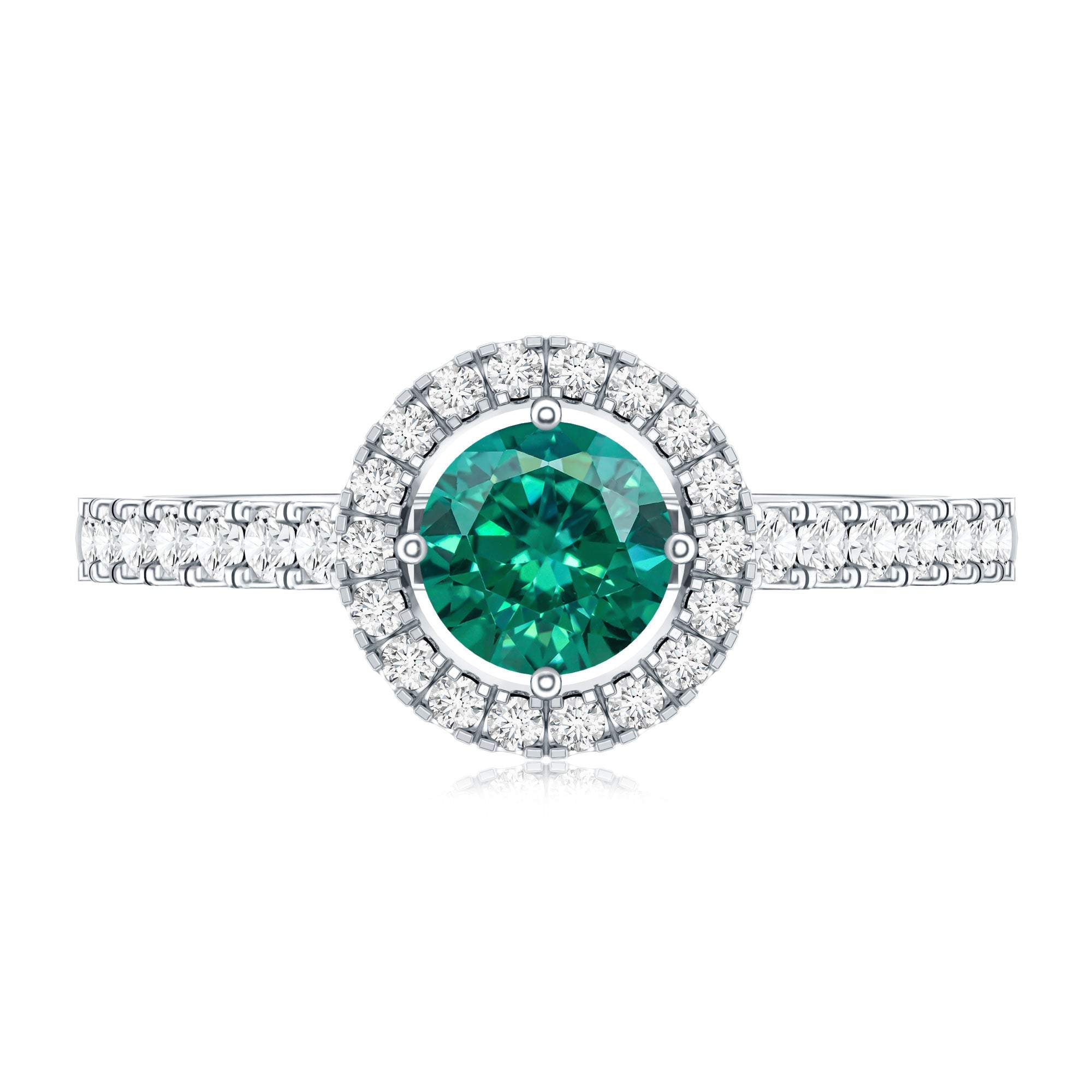Certified Lab Grown Emerald Diamond Halo Engagement Ring