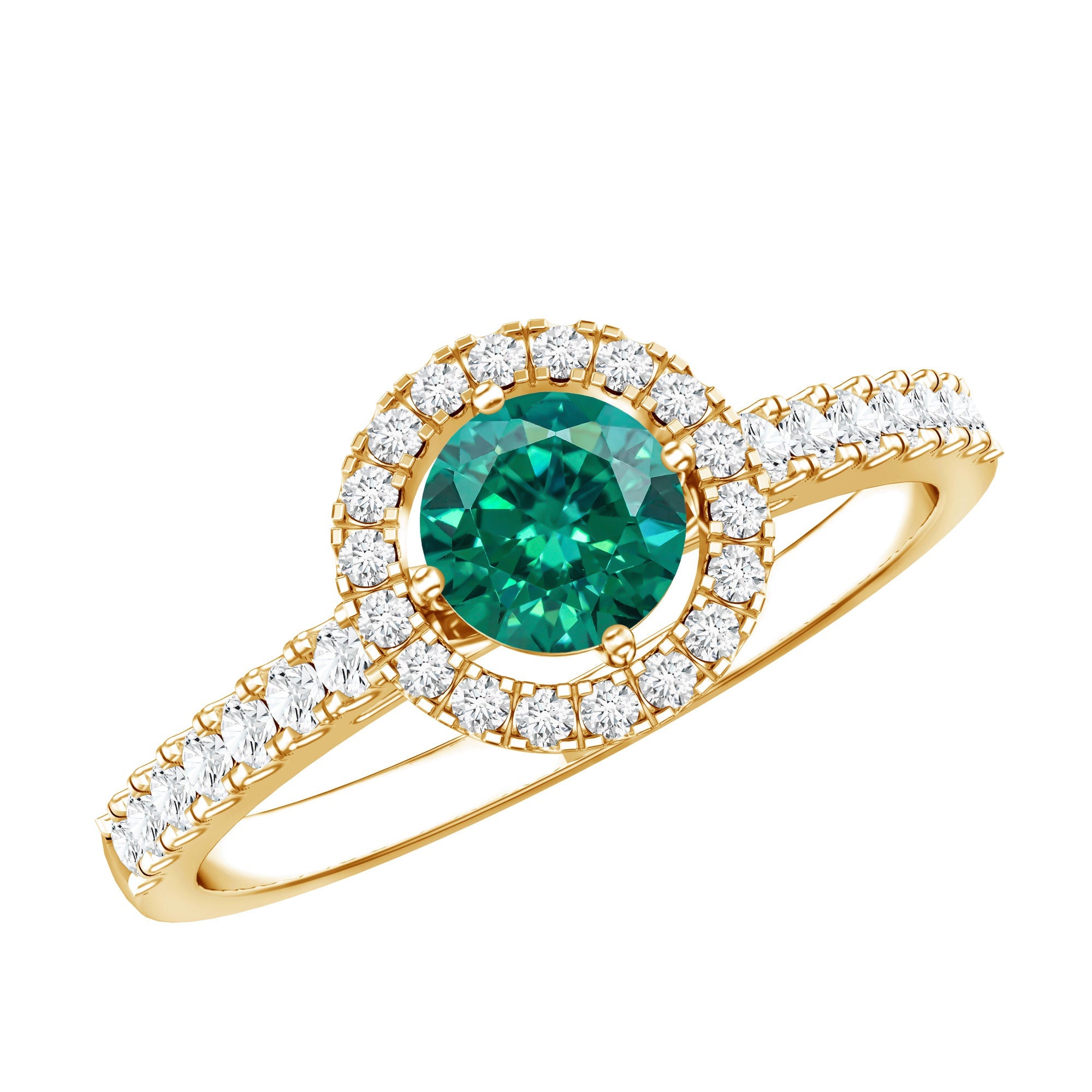 Certified Lab Grown Emerald Diamond Halo Engagement Ring | Rings | Wiccan Center