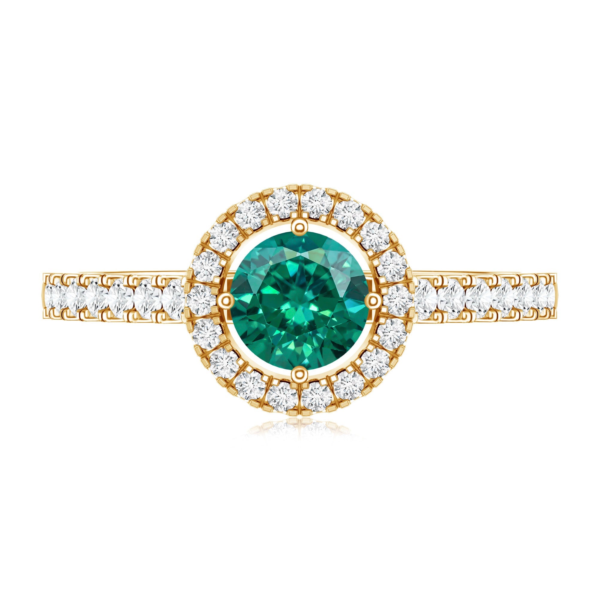 Certified Lab Grown Emerald Diamond Halo Engagement Ring