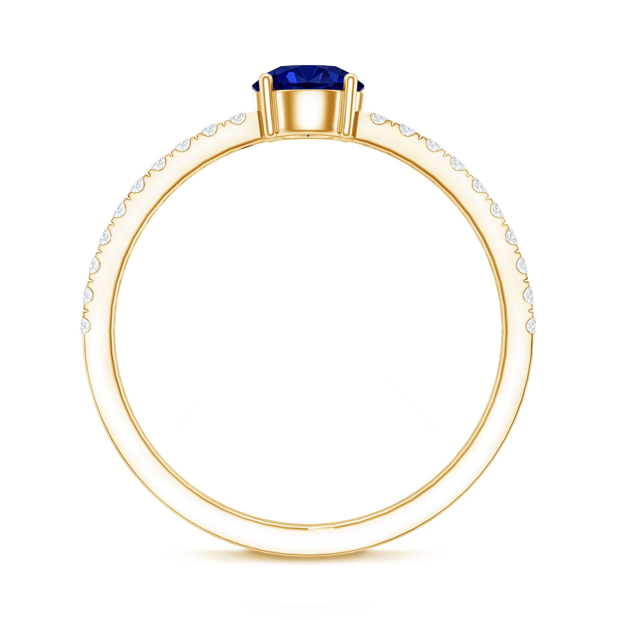 0.6 Carat Lab Created Blue Sapphire Promise Ring with Diamond Side Stones