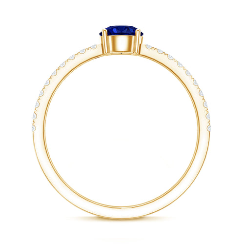 0.6 Carat Lab Created Blue Sapphire Promise Ring with Diamond Side Stones | Rings | Wiccan Center