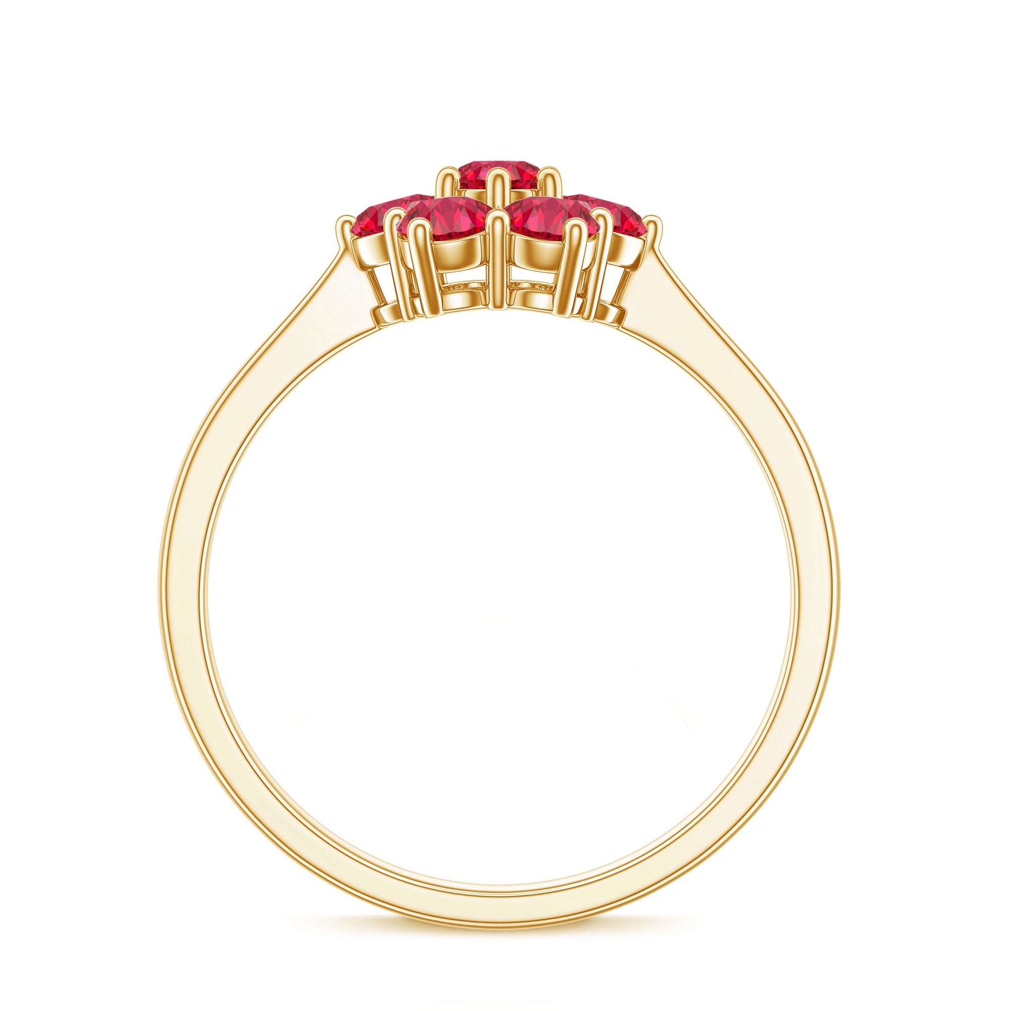 Certified Round Cut Lab Created Ruby Cluster Flower Ring