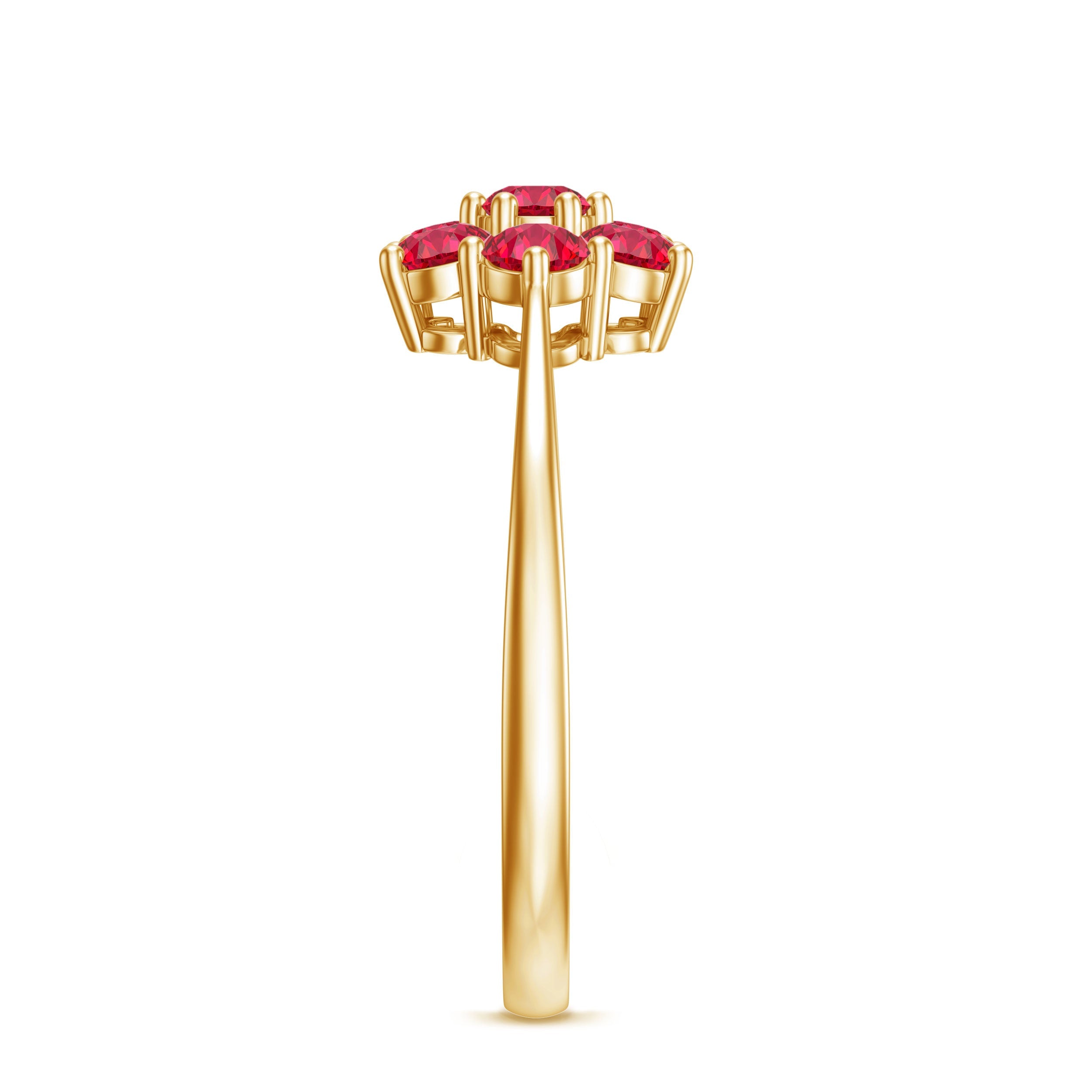Certified Round Cut Lab Created Ruby Cluster Flower Ring