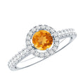 Minimalist Citrine Diamond Engagement Ring with Halo