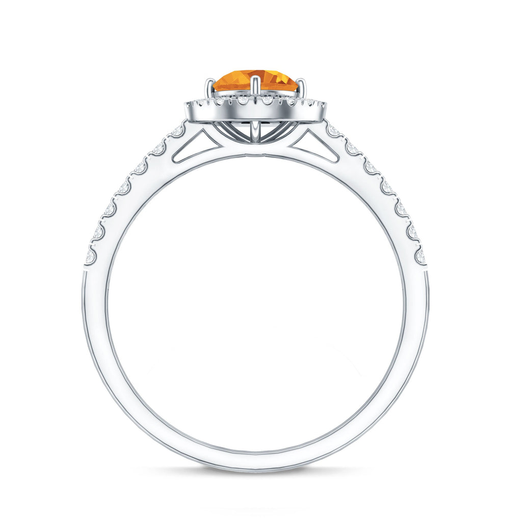 Minimalist Citrine Diamond Engagement Ring with Halo