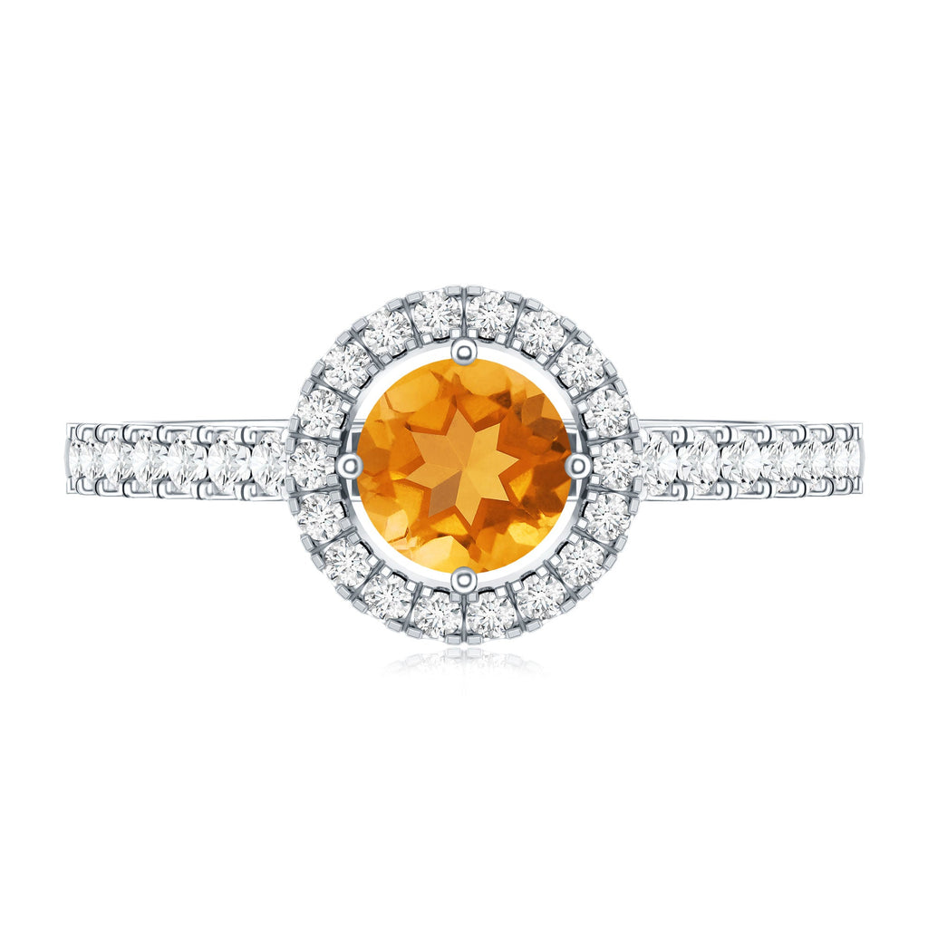 Minimalist Citrine Diamond Engagement Ring with Halo