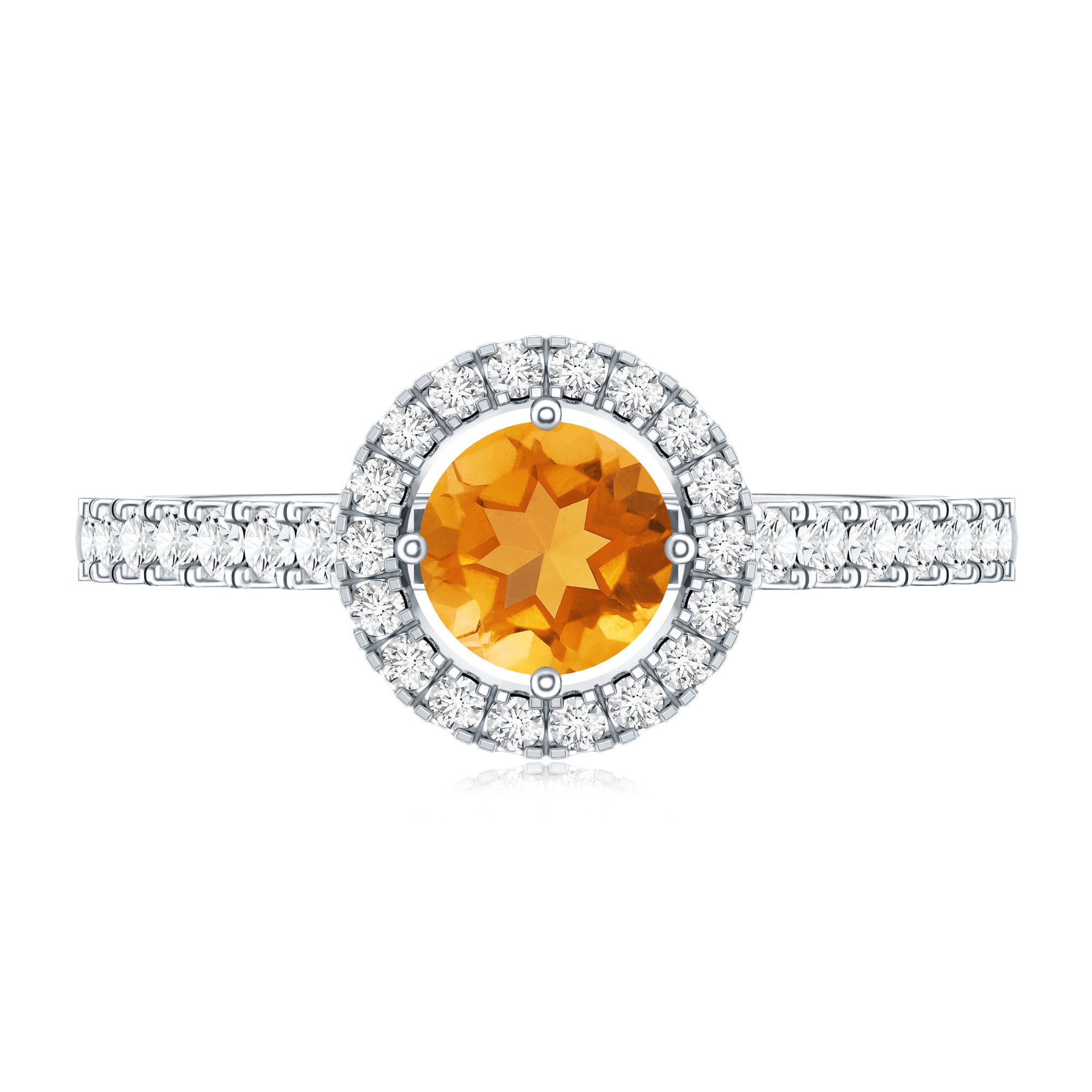 Minimalist Citrine Diamond Engagement Ring with Halo