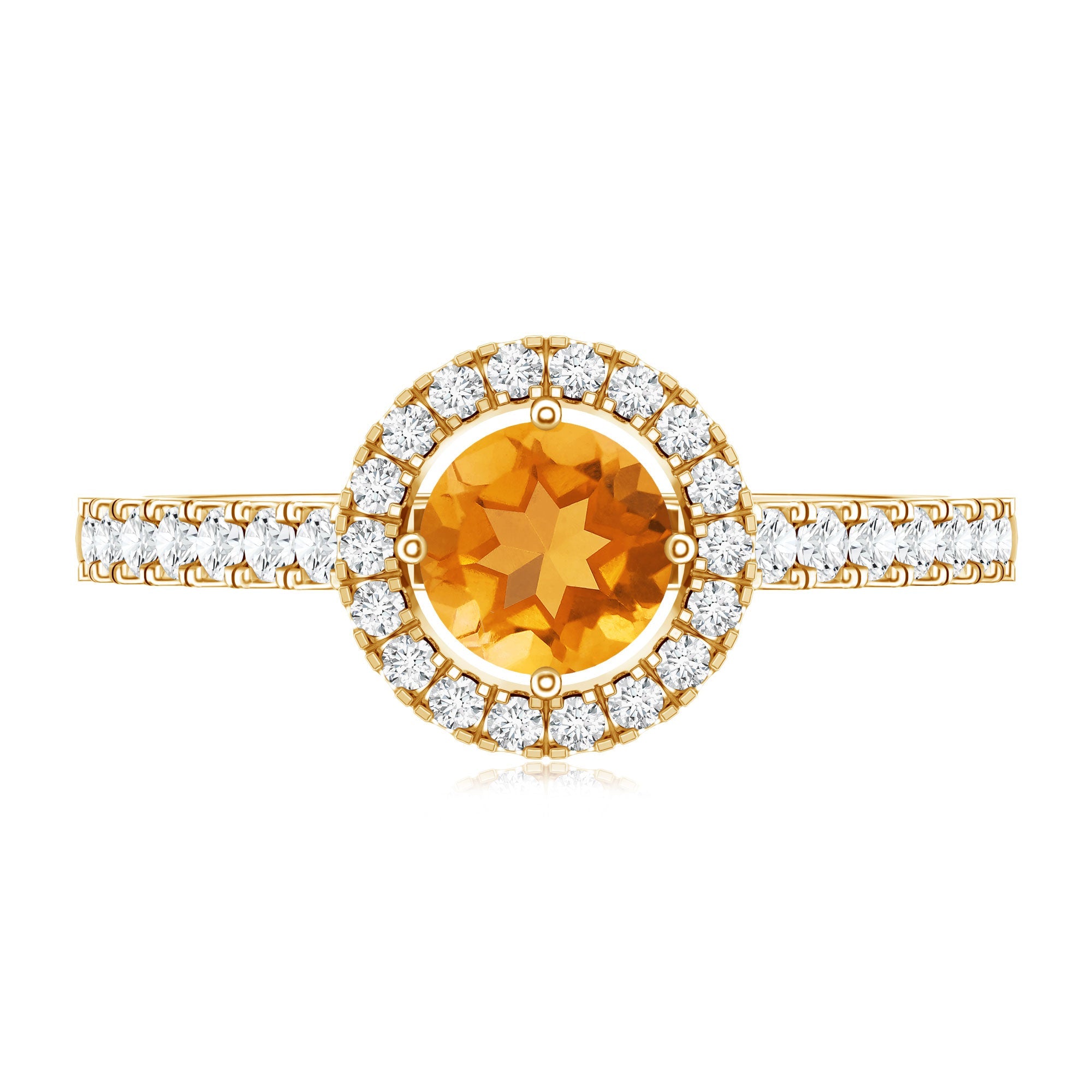 Minimalist Citrine Diamond Engagement Ring with Halo