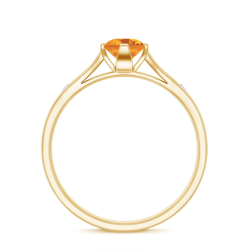 Certified Real Citrine Promise Ring with Diamond