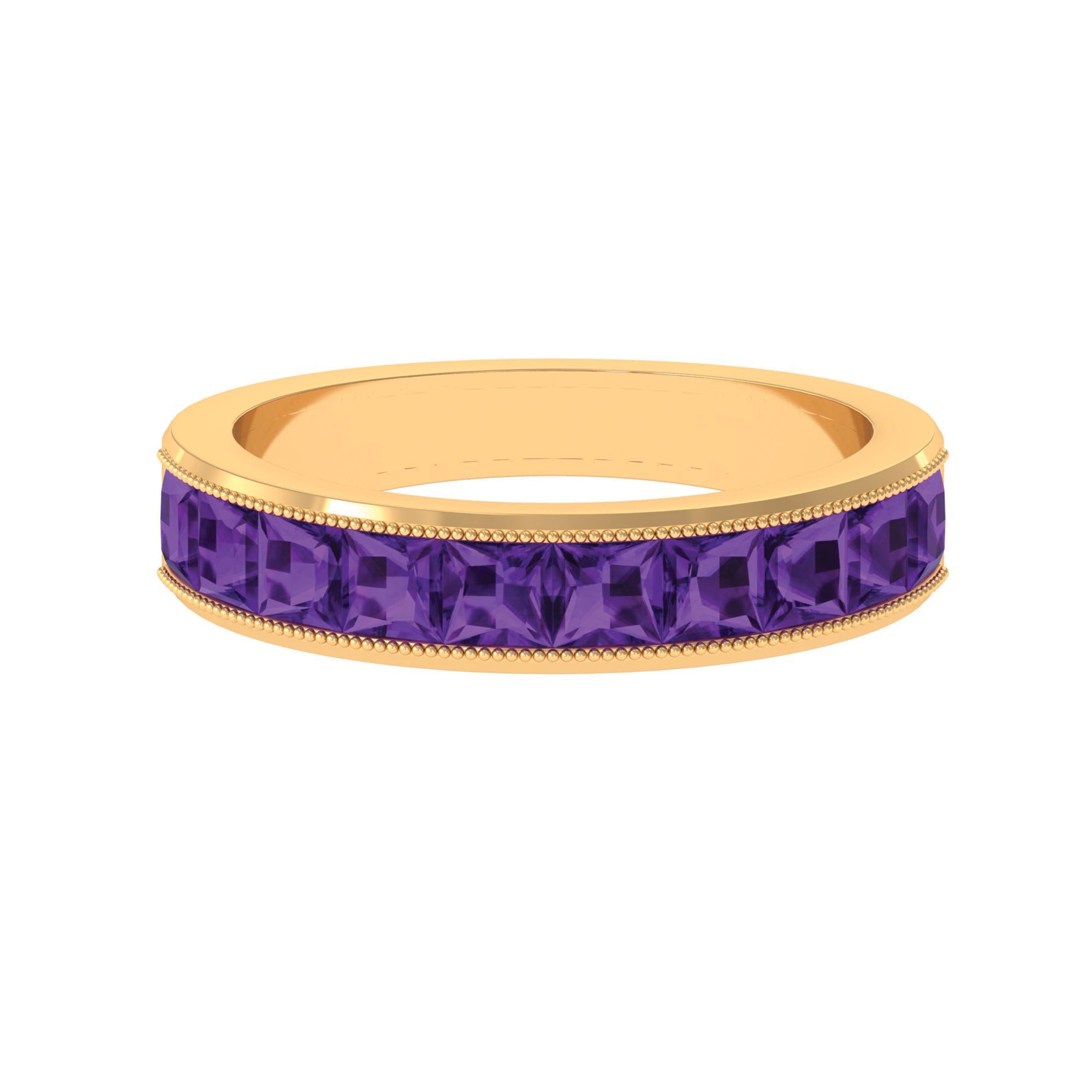 Natural Princess Cut Amethyst Half Eternity Ring for Women | Rings | Wiccan Center