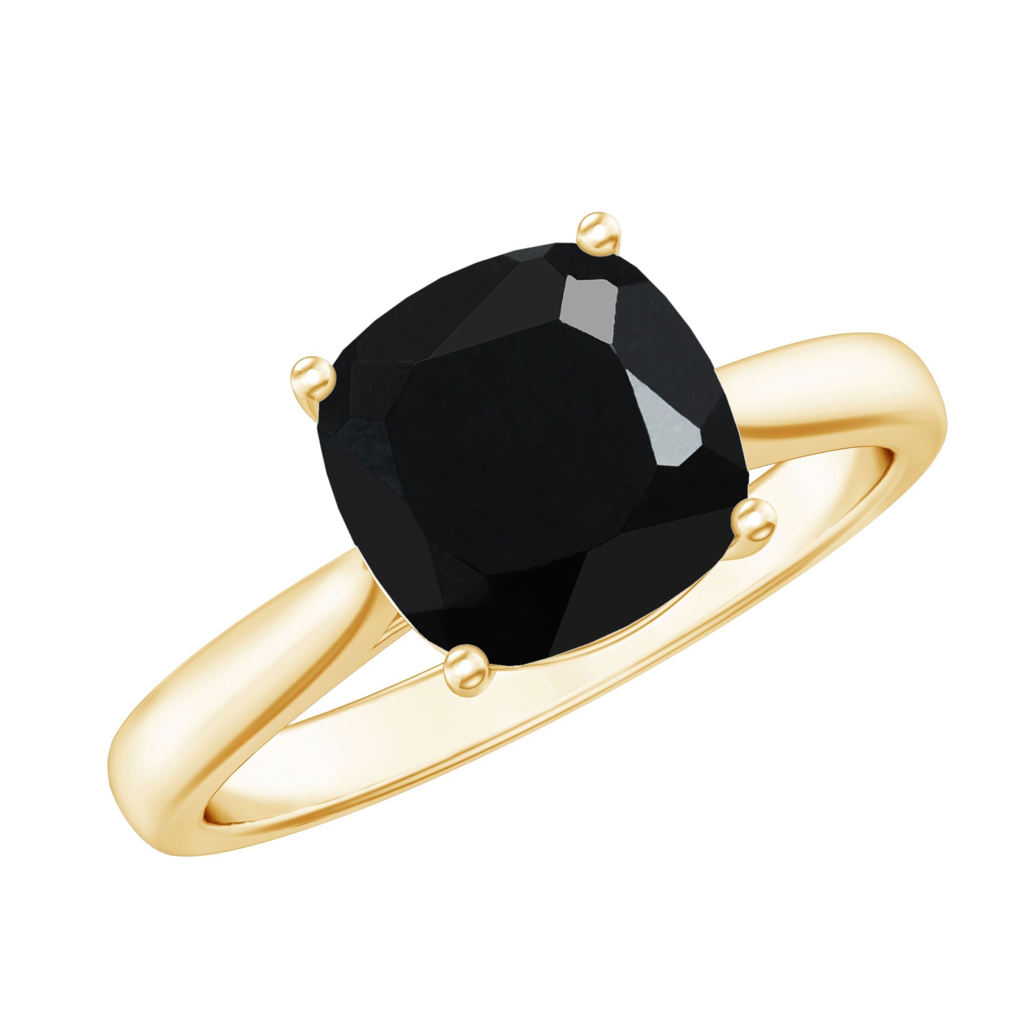 2 Carat Cushion Cut Black Spinel Solitaire Engagement Ring | Rings | Wiccan Center