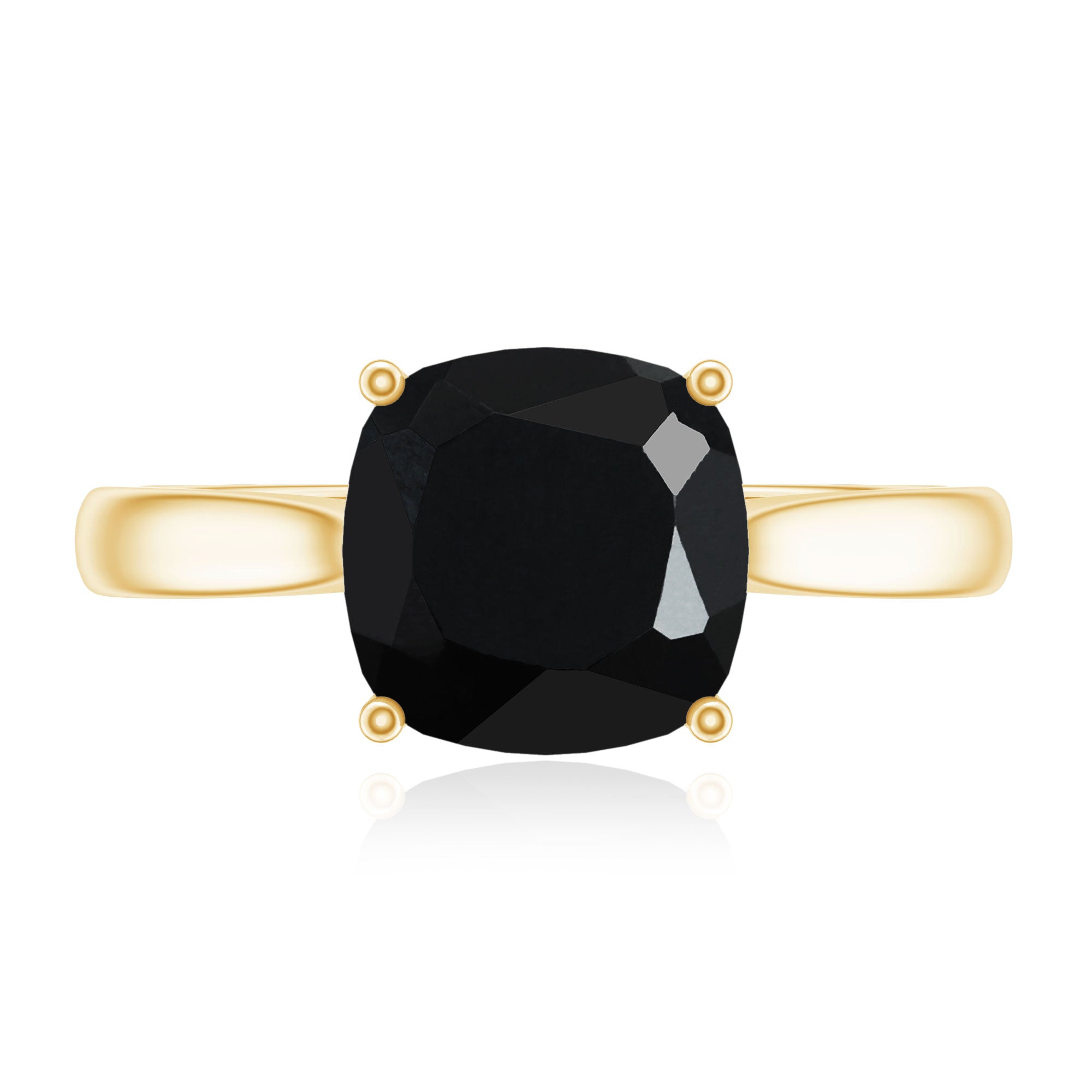 2 Carat Cushion Cut Black Spinel Solitaire Engagement Ring