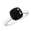 2 Carat Cushion Cut Black Onyx Solitaire Engagement Ring