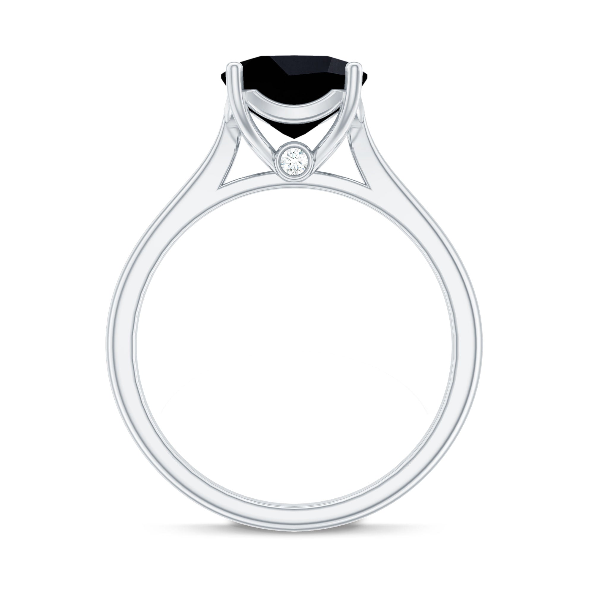 2 Carat Cushion Cut Black Onyx Solitaire Engagement Ring