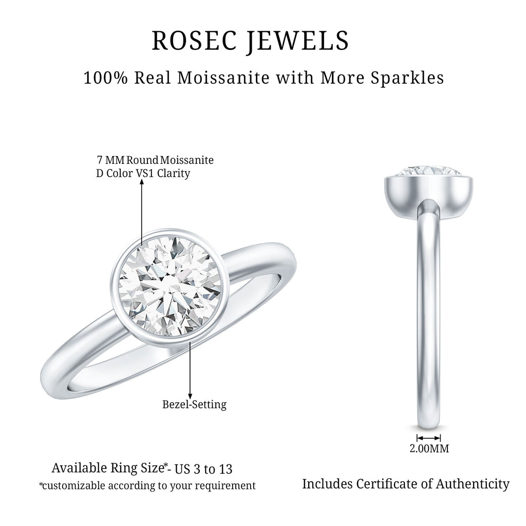 Bezel Set Moissanite Solitaire Ring For Engagement